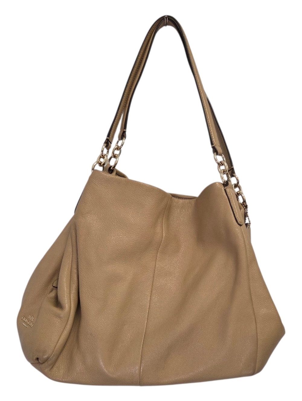 Coach Tan Leather Shoulder Bag with Gold Hardware